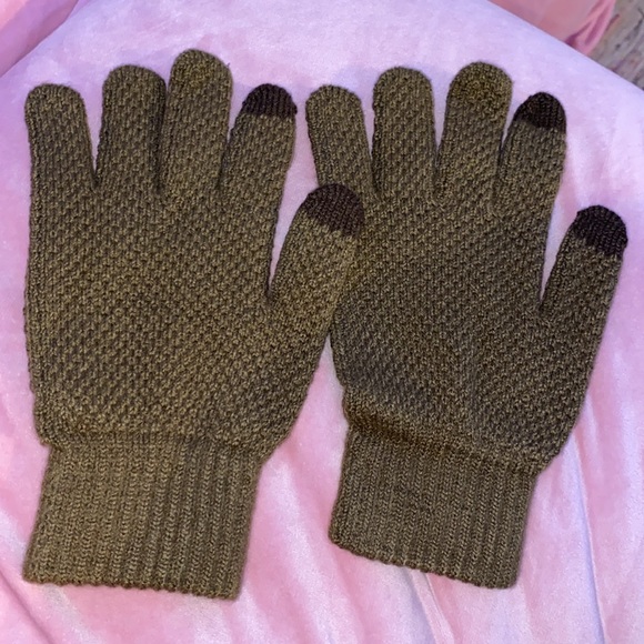 NEW 100% Cotton Touch Screen Winter Gloves Knit Coffee Phone Textured - Picture 2 of 5
